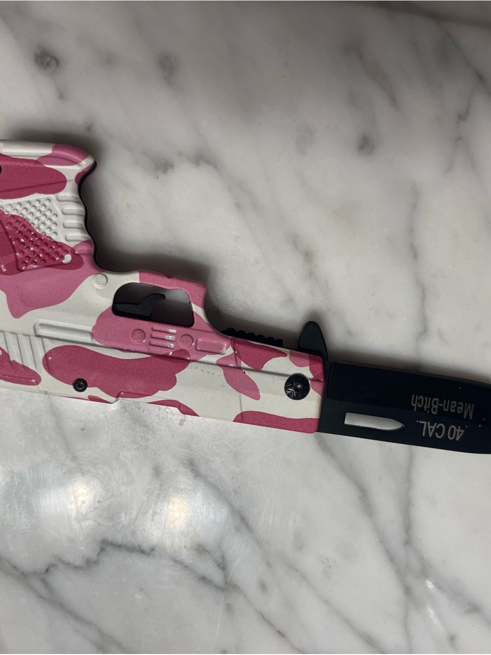 Pink and White Camo Compact Pocket Knife - Picture 4 of 4